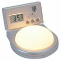 Brushed Silver Bedside Alarm Clock w/ Night Light
